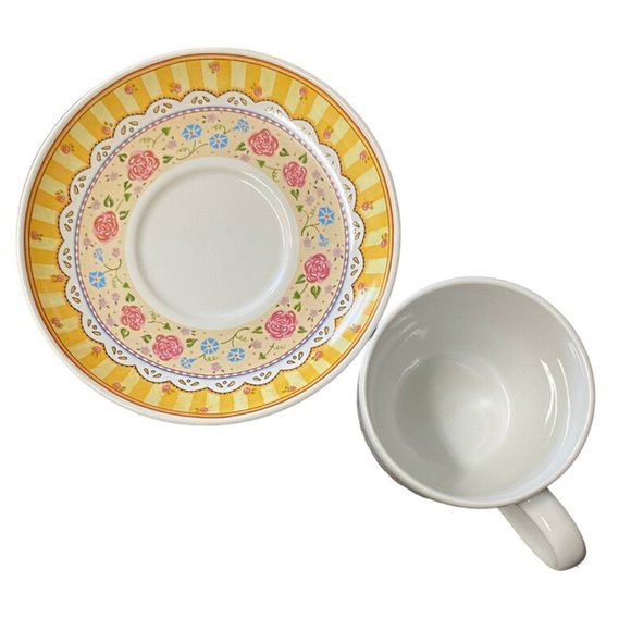 Mary Engelbreit Time For Tea Cup Saucer Set Be It Ever So Humble NIB - Picture 6 of 6